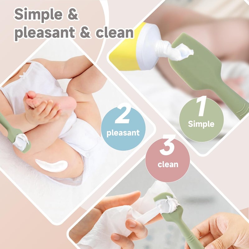 babove Baby Diaper Cream Spatula Applicator 3 Pack(with 3 Travel Case), Butt Paste Spatula Soft Silicone,Diaper Rash Cream Applicator, Baby Essentials Must Haves Newborn Stuff (Green Grey Azure) - Image 3